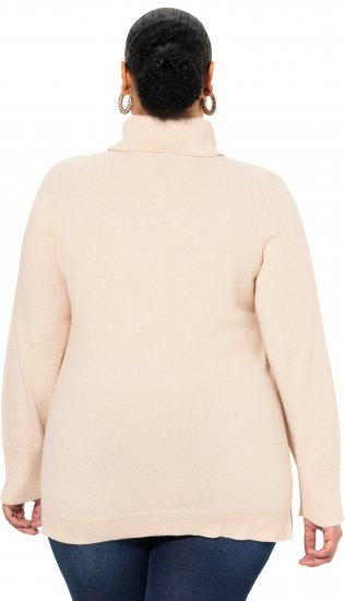 Ulla Popken Turtleneck Ribbed Trim Long Sleeve Sweater Nature Melange - Puloverji & jopice - 