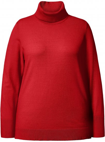 Ulla Popken Turtleneck Ribbed Trim Long Sleeve Sweater Salsa Red - Puloverji & jopice - 