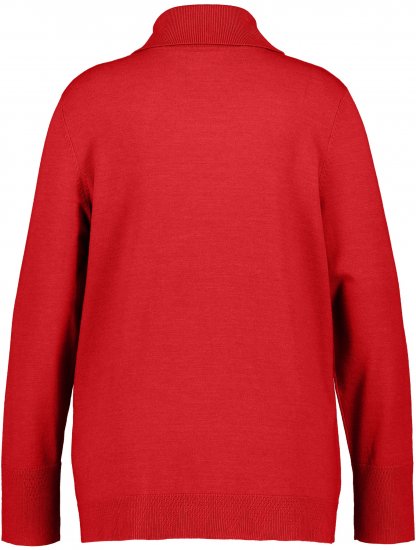 Ulla Popken Turtleneck Ribbed Trim Long Sleeve Sweater Salsa Red - Puloverji & jopice - 