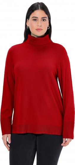 Ulla Popken Turtleneck Ribbed Trim Long Sleeve Sweater Salsa Red - Puloverji & jopice - 