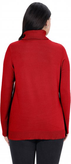 Ulla Popken Turtleneck Ribbed Trim Long Sleeve Sweater Salsa Red - Puloverji & jopice - 