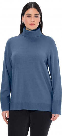 Ulla Popken Turtleneck Ribbed Trim Long Sleeve Sweater Atlantic Blue - Puloverji & jopice - 