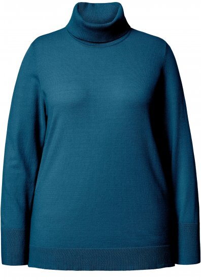 Ulla Popken Turtleneck Ribbed Trim Long Sleeve Sweater Cerulean - Puloverji & jopice - 
