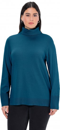 Ulla Popken Turtleneck Ribbed Trim Long Sleeve Sweater Cerulean - Puloverji & jopice - 