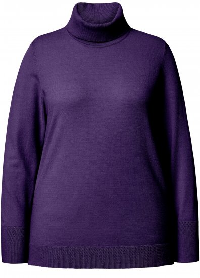 Ulla Popken Turtleneck Ribbed Trim Long Sleeve Sweater Deep Violet - Puloverji & jopice - 