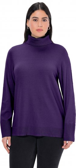 Ulla Popken Turtleneck Ribbed Trim Long Sleeve Sweater Deep Violet - Puloverji & jopice - 