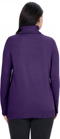 Ulla Popken Turtleneck Ribbed Trim Long Sleeve Sweater Deep Violet - Puloverji & jopice - 