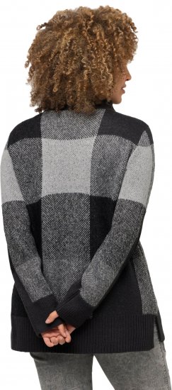 Ulla Popken Grand Check Long Sleeve Sweater Charcoal Grey Melange - Puloverji & jopice - 