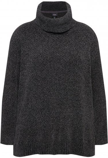Ulla Popken Soft Textured Chenille Oversized Fit Sweater Graphite Grey - Puloverji & jopice - 