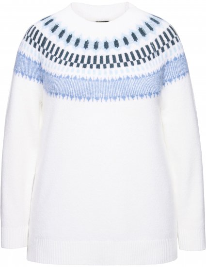 Ulla Popken Norwegian-Inspired Long Sleeve Knit Sweater Snow White - Puloverji & jopice - 