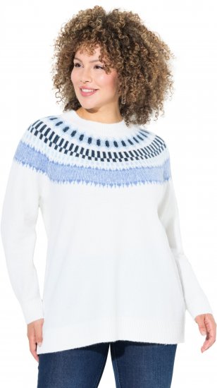 Ulla Popken Norwegian-Inspired Long Sleeve Knit Sweater Snow White - Puloverji & jopice - 