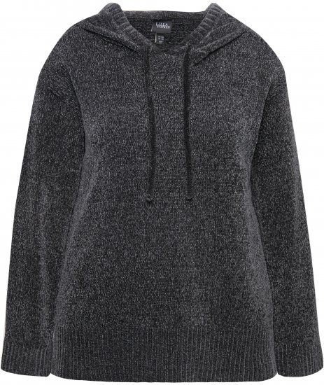 Ulla Popken Chenille Knit Hoodie Graphite Grey - Puloverji & jopice - 