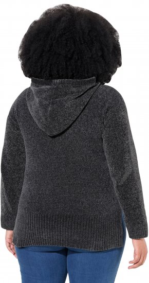 Ulla Popken Chenille Knit Hoodie Graphite Grey - Puloverji & jopice - 