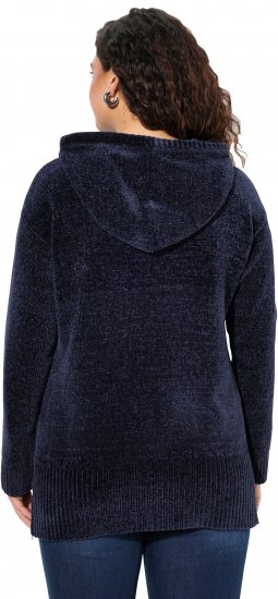 Ulla Popken Chenille Knit Hoodie Navy - Puloverji & jopice - 