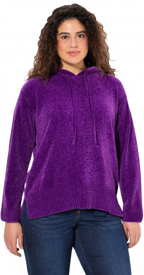 Ulla Popken Chenille Knit Hoodie Dark Purple - Puloverji & jopice - 