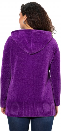 Ulla Popken Chenille Knit Hoodie Dark Purple - Puloverji & jopice - 
