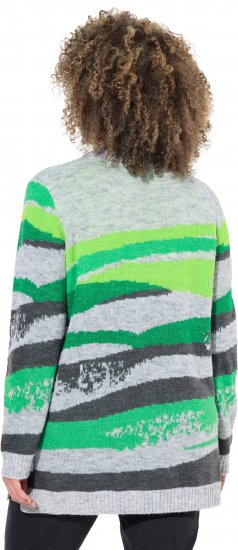 Ulla Popken Landscape Stripe Sweater Moss Green - Puloverji & jopice - 