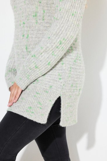 Ulla Popken Space Yarn Oversized Turtleneck Sweater Light Grey Melange - Puloverji & jopice - Udobni puloverji in pletenine