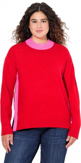 Ulla Popken Color Block Long Sleeve Sweater Lychee - Puloverji & jopice - 