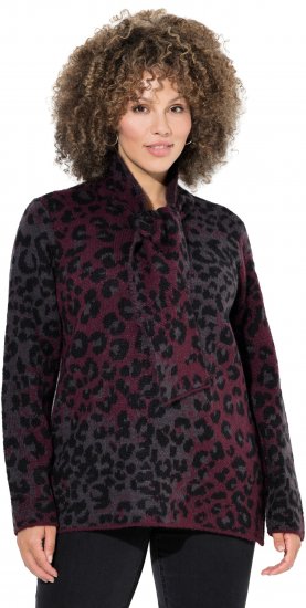 Ulla Popken Leopard Print Scarf Sweater Dark Ruby - Puloverji & jopice - 