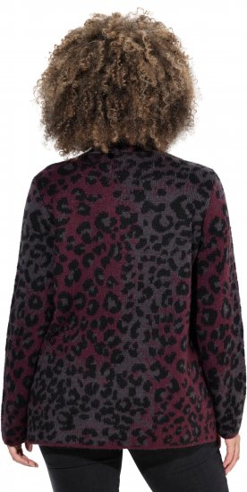 Ulla Popken Leopard Print Scarf Sweater Dark Ruby - Puloverji & jopice - 