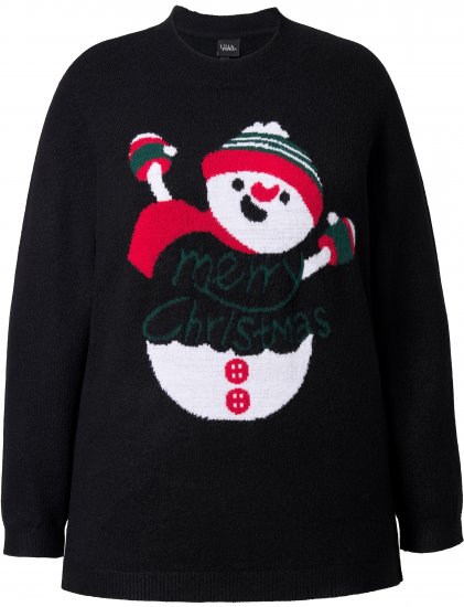 Ulla Popken Whimsical Holiday Sweater Black - Puloverji & jopice - 