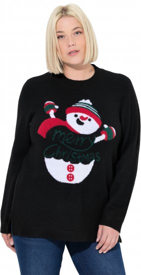 Ulla Popken Whimsical Holiday Sweater Black - Puloverji & jopice - 