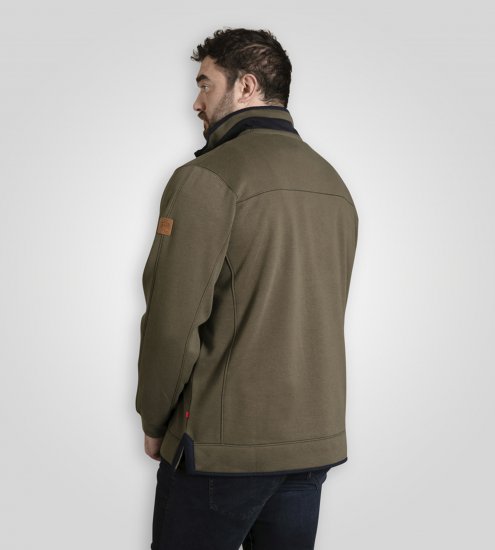 D555 Leicester 2 Quarter Neck Fleece Sweatshirt Khaki - Puloverji & jopice - Moški Puloverji & Jopice za Močnejše Postave