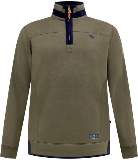 D555 Leicester 2 Quarter Neck Fleece Sweatshirt Khaki - Puloverji & jopice - Moški Puloverji & Jopice za Močnejše Postave
