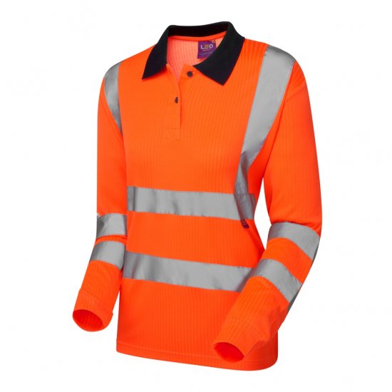 Leo Beaford EcoViz Comfort Women's Sleeved Polo Shirt Orange - Delovne Obleke - 