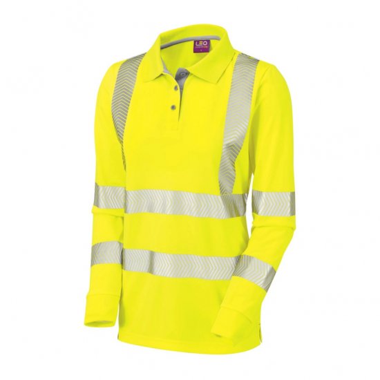 Leo Pollyfield EcoViz Performance+ Women's Sleeved Polo Shirt Yellow - Delovne Obleke - 