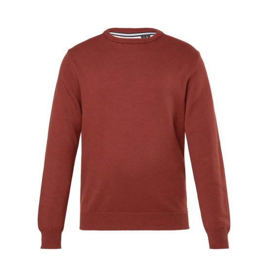 JP1880 Classic Round Neck Long Sleeve Sweater Brick Brown - Puloverji & jopice - Moški Puloverji & Jopice za Močnejše Postave