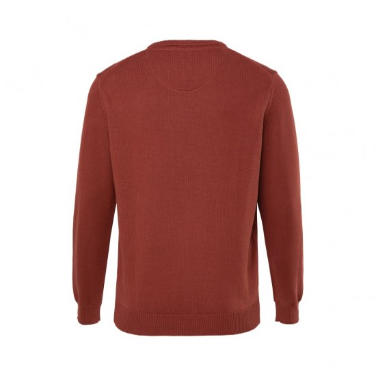 JP1880 Classic Round Neck Long Sleeve Sweater Brick Brown - Puloverji & jopice - Moški Puloverji & Jopice za Močnejše Postave