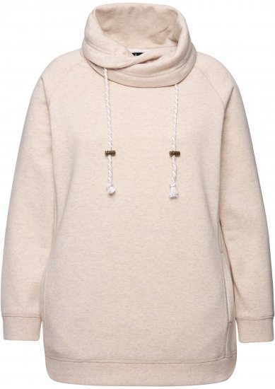 Ulla Popken Drawstring Collar Long Sleeve Sweatshirt Nature Melange - Puloverji & jopice - 