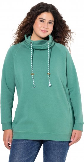 Ulla Popken Drawstring Collar Long Sleeve Sweatshirt Green - Puloverji & jopice - 
