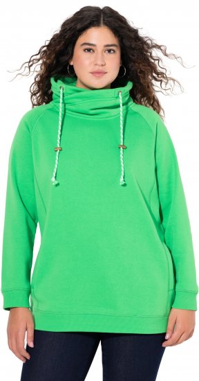 Ulla Popken Drawstring Collar Long Sleeve Sweatshirt Mint Green - Puloverji & jopice - 