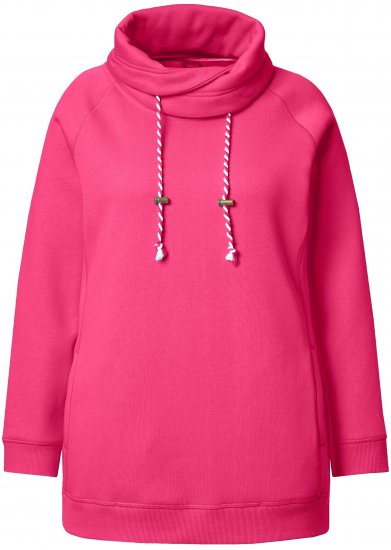 Ulla Popken Drawstring Collar Long Sleeve Sweatshirt Magenta Pink - Puloverji & jopice - 