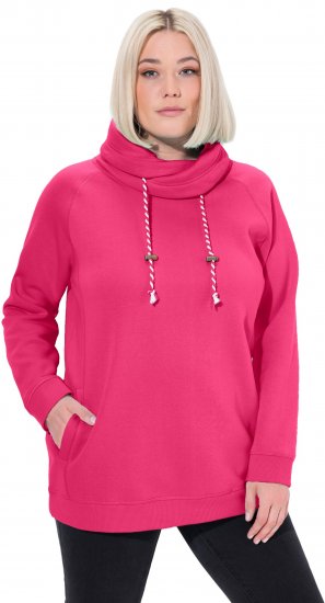 Ulla Popken Drawstring Collar Long Sleeve Sweatshirt Magenta Pink - Puloverji & jopice - 