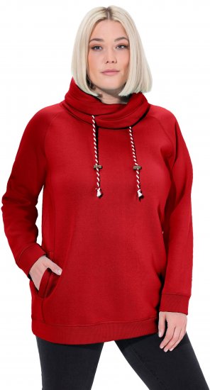 Ulla Popken Drawstring Collar Long Sleeve Sweatshirt Salsa Red - Puloverji & jopice - 