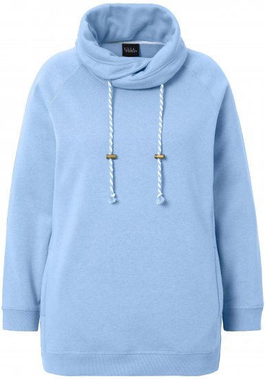 Ulla Popken Drawstring Collar Long Sleeve Sweatshirt Light Blue - Puloverji & jopice - 
