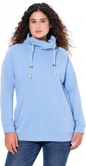 Ulla Popken Drawstring Collar Long Sleeve Sweatshirt Light Blue - Puloverji & jopice - 