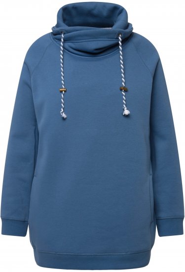 Ulla Popken Drawstring Collar Long Sleeve Sweatshirt Blue Denim - Puloverji & jopice - 