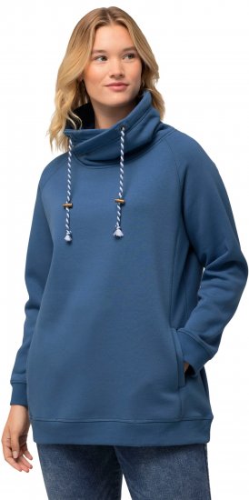 Ulla Popken Drawstring Collar Long Sleeve Sweatshirt Blue Denim - Puloverji & jopice - 