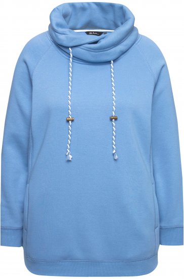 Ulla Popken Drawstring Collar Long Sleeve Sweatshirt Light Cornflower - Puloverji & jopice - 