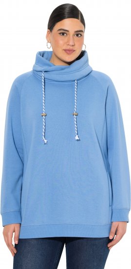 Ulla Popken Drawstring Collar Long Sleeve Sweatshirt Light Cornflower - Puloverji & jopice - 