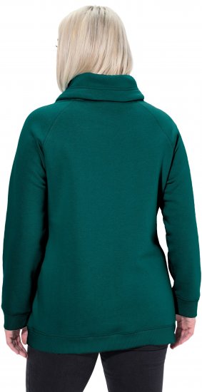 Ulla Popken Drawstring Collar Long Sleeve Sweatshirt Teal Green - Puloverji & jopice - 