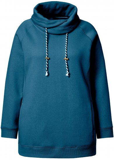 Ulla Popken Drawstring Collar Long Sleeve Sweatshirt Cerulean - Puloverji & jopice - 
