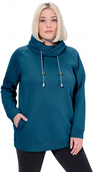 Ulla Popken Drawstring Collar Long Sleeve Sweatshirt Cerulean - Puloverji & jopice - 