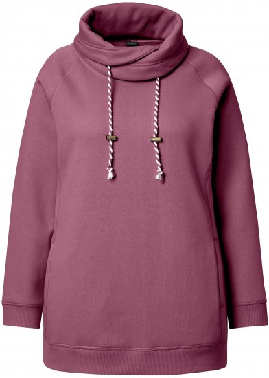 Ulla Popken Drawstring Collar Long Sleeve Sweatshirt Dark Rose - Puloverji & jopice - 