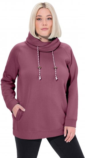 Ulla Popken Drawstring Collar Long Sleeve Sweatshirt Dark Rose - Puloverji & jopice - 